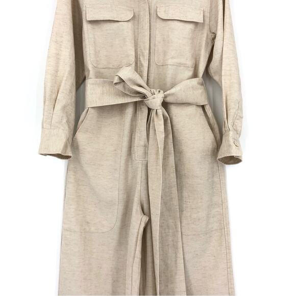 BOA Linen Blend Belted Jumpsuit Cream S - Picture 7 of 16